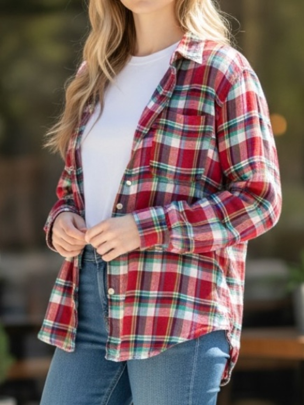 Ralph Lauren Women’s Red Multi-Color Plaid Shirt - M